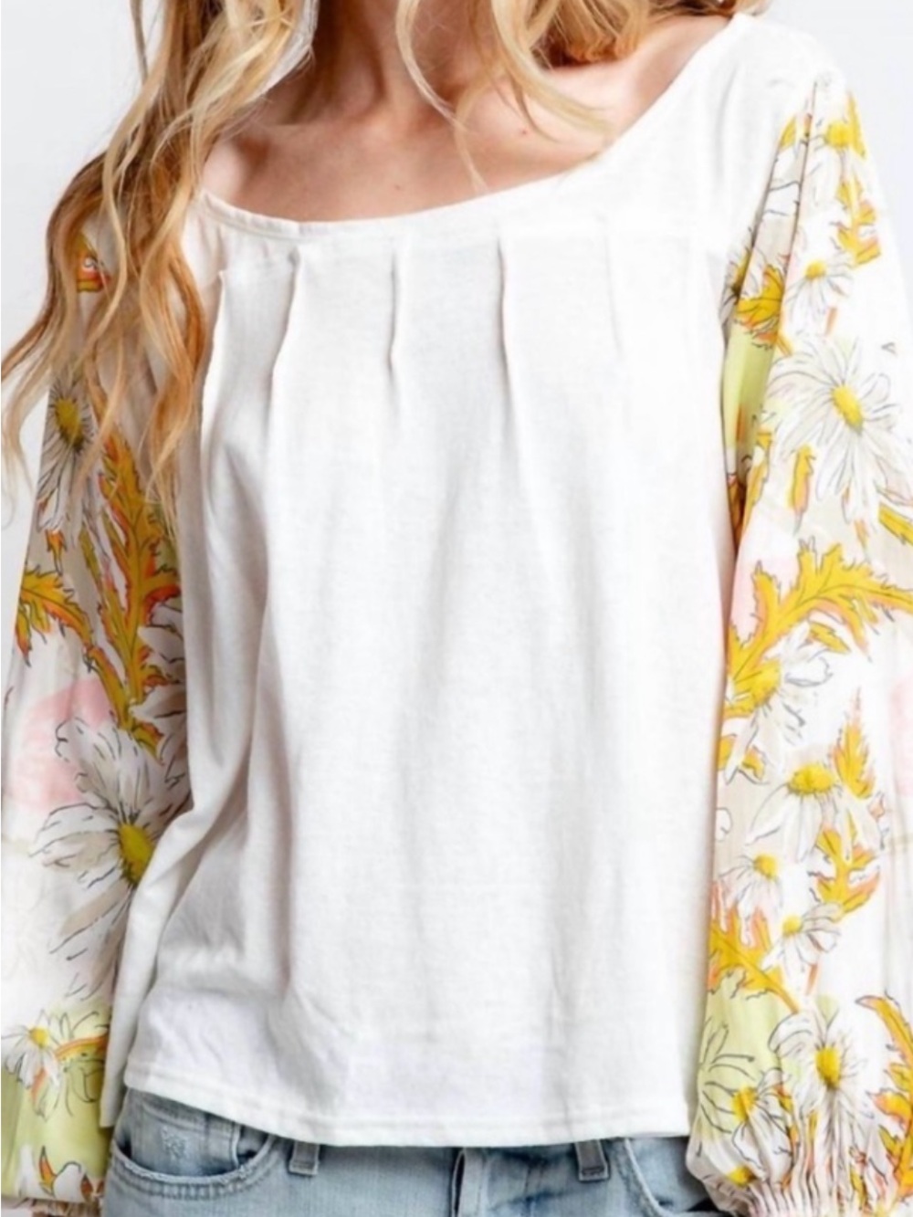 Free People Picking Petals Top Small Boho Floral Balloon Sleeve Cottagecore